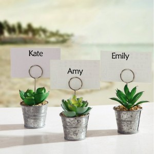 Gracie Oaks Succulents in Pot Table Sign Place Card Holder GRCS4032